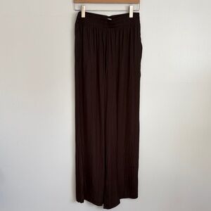 Zara Chocolate Brown Silky Wide-Leg Pants Large